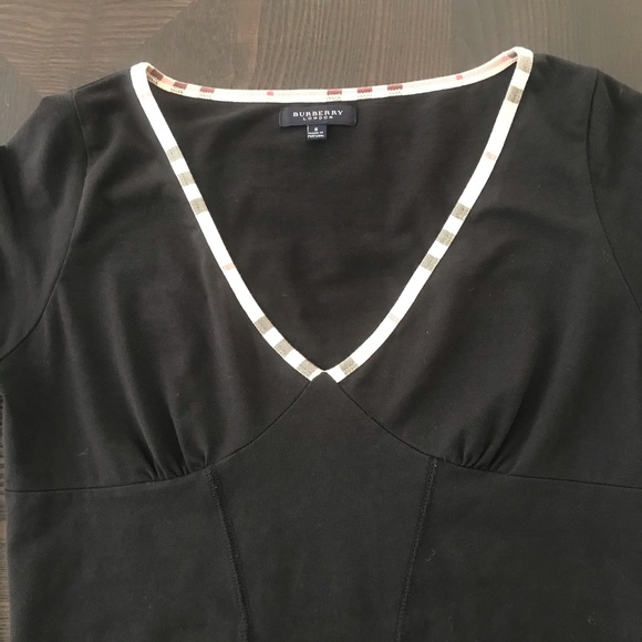 Burberry Tops - BURBERRY V NECK NOVA CHECK ACCENTS LONG SLEEVE